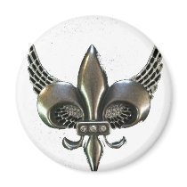 WINGED FLEUR-DE-LIS DISTRESSED PEWTER MAGNETS