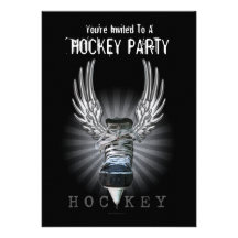 Winged Hockey Party invitation