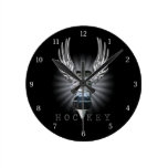 Winged Hockey Round Clocks