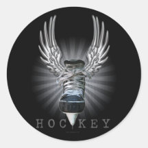 Winged Hockey Round Sticker