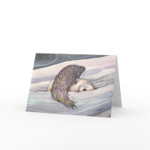 Winged Polar Bear Angel Christmas Card