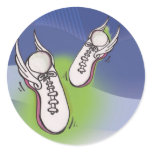 Winged Tennis Shoes Round Sticker