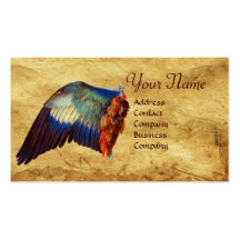 WINGS OF A ROLLER ON ANTIQUE PARCHMENT Monogram Business Card