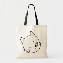 winking kitty canvas bag