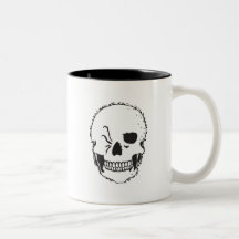 winking skull coffee mug
