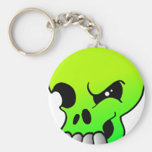 Winking Skull Toxic Green Keychain