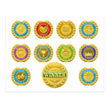 Winners medals postcard