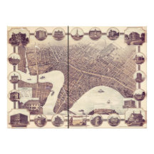 Winnipeg Manitoba Canada Bird's Eye View Map 1884 Photo Art
