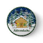 Winter Adirondack Mountain Cabin Pinback Buttons