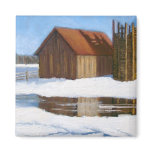 WINTER ART SCENE/BARN AND SILO MAGNET