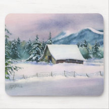 WINTER BARN by SHARON SHARPE Mousepads