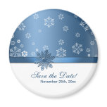 Winter Blue & White Snowflake Save the Date Fridge Magnet