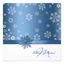 Winter Blue & White Snowflake Wedding Invites