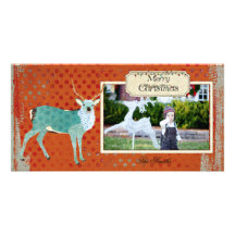 Winter Buck Polk-a-dot Christmas Photo Card