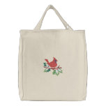 Winter Cardinal embroidered bags
