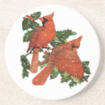 Winter Cardinals 2 Drink Coasters