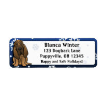 Winter Cartoon Bloodhound Custom Return Address Labels