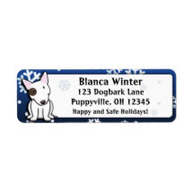 Winter Cartoon Bull Terrier Custom Return Address Label