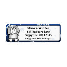 Winter Cartoon Lowchen Custom Return Address Labels
