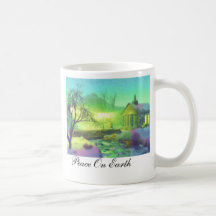 Winter Church Scene Pastel, Peace On Earth Coffee Mug
