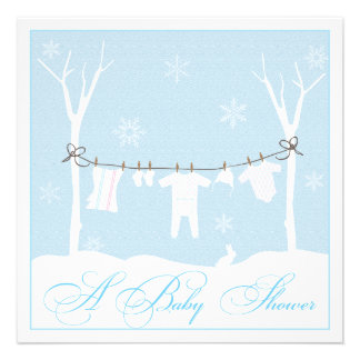 Winter Clothesline Baby Shower Invitation