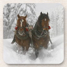 Winter Clydesdales Drink Coaster