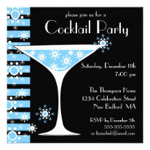 Winter CocktailParty Snowflake Martini Invitation