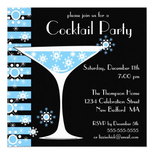 Winter CocktailParty Snowflake Martini Invitation