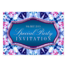 Winter Crystal Blue+Pink Mini Invitations Business Card
