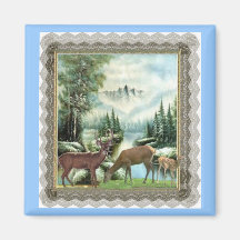 Winter Deer Fridge Magnets