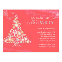 Winter Festivity Pink Holiday Party Invitation Postcard