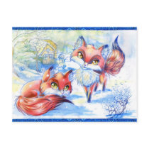 Winter Foxes Postcards