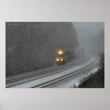 Winter Freight Train Poster