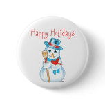 Winter Friends Adorable Snowman and Cardinal Pinback Button