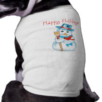 Winter Friends Adorable Snowman and Cardinal Doggie T-shirt