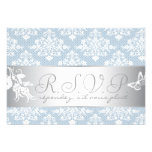 Winter Frost Damask RSVP Card 2 Invite