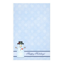 Winter Happy Holidays Snowman Stationery