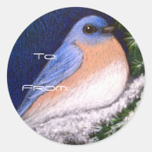 WINTER HOLIDAY BLUE BIRD STICKER