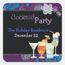 Winter Holiday Cocktail Party Invitation Stickers