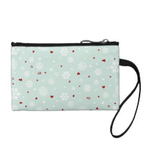 Winter Holiday Snowflakes Hearts on Blue Change Purse
