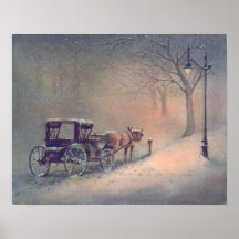 WINTER HORSE & BUGGY by SHARON SHARPE Print