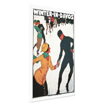 Winter in Davos Vintage Travel Poster Gallery Wrap Canvas