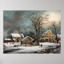 Winter in the Country, A cold  Morning Archival Pr Poster