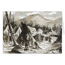 winter_Indian_village Greeting Cards
