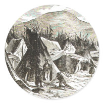 winter_Indian_village Round Sticker