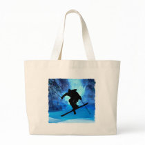 Winter Landscape and Freestyle Skier Canvas Bag