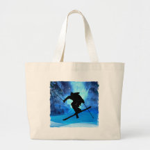 Winter Landscape and Freestyle Skier Canvas Bag