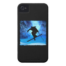 Winter Landscape and Freestyle Skier iPhone 4 Case