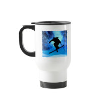Winter Landscape and Freestyle Skier Mugs