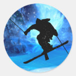 Winter Landscape and Freestyle Skier Sticker